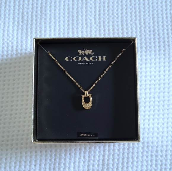 Coach Gold💛 Signature🖋 C Pendant Necklace - NIB - Picture 14 of 15